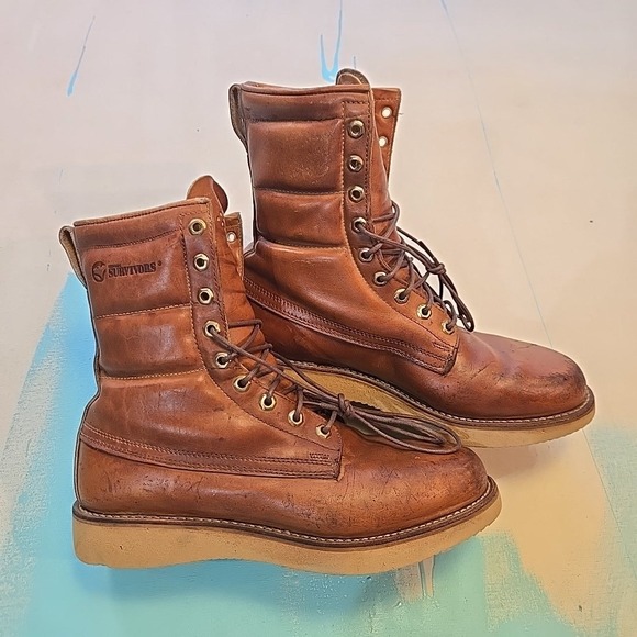 VTG Herman Survivors 9.5 Moc Toe Brown Vibram Work Boots USA -20F Insulated 70s - Picture 2 of 16